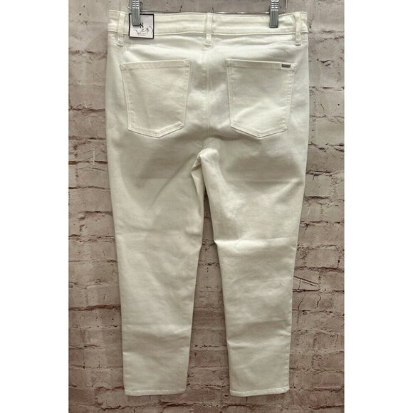 WHITE HOUSE BLACK MARKET WHBM The Slim Crop Jean Mid Rise Ivory Denim Size 8 NEW - Picture 3 of 5